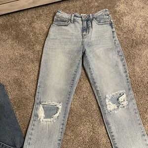 Distressed mom jeans